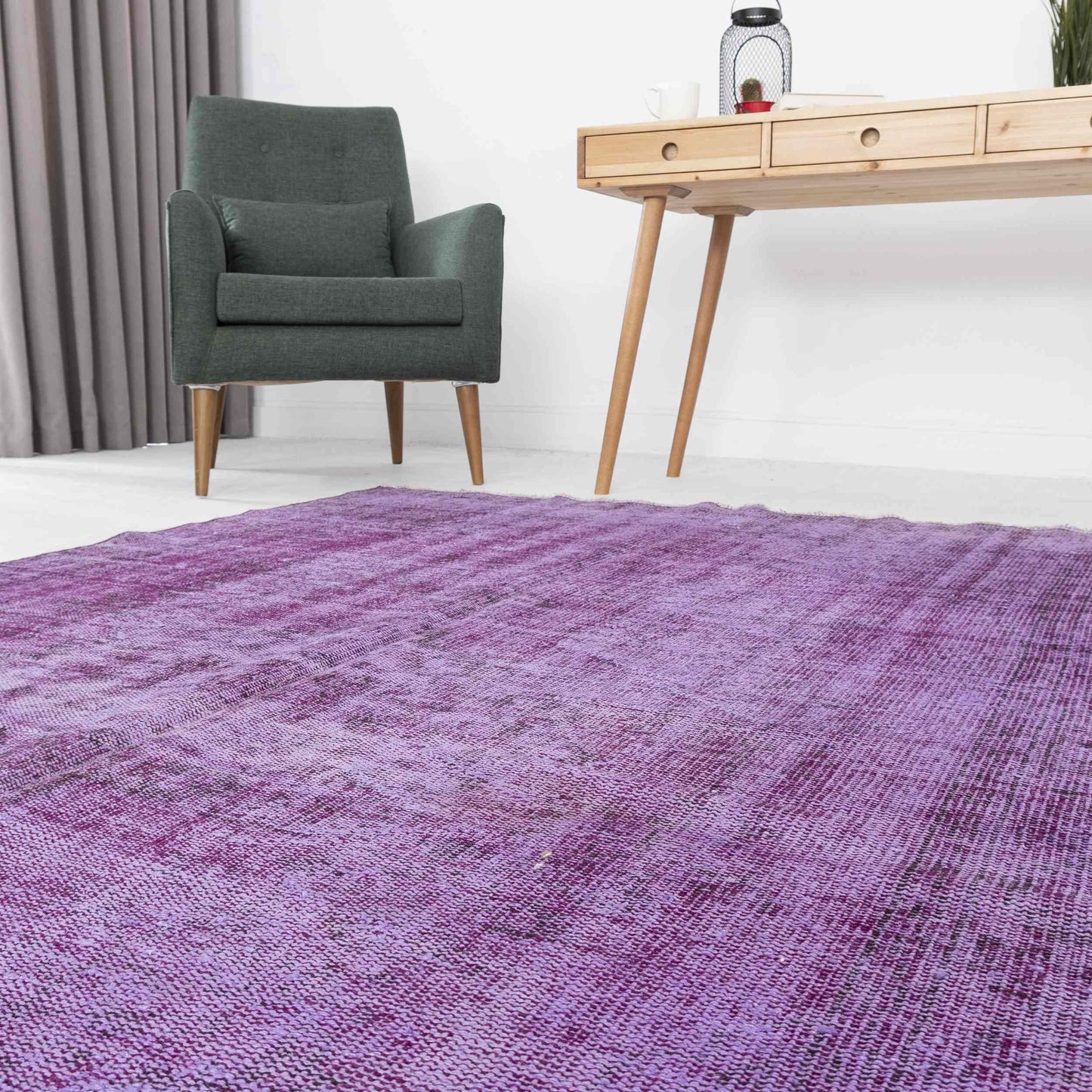 Oriental Rug Vintage Hand Knotted Wool On Cotton 169 x 303 Cm - 5' 7'' x 10' Lilac C018 ER12