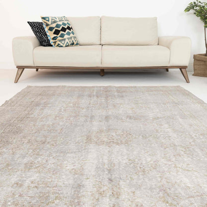 Oriental Rug Vintage Hand Knotted Wool On Cotton 171 x 283 Cm - 5' 8'' x 9' 4'' Stone C009 ER12