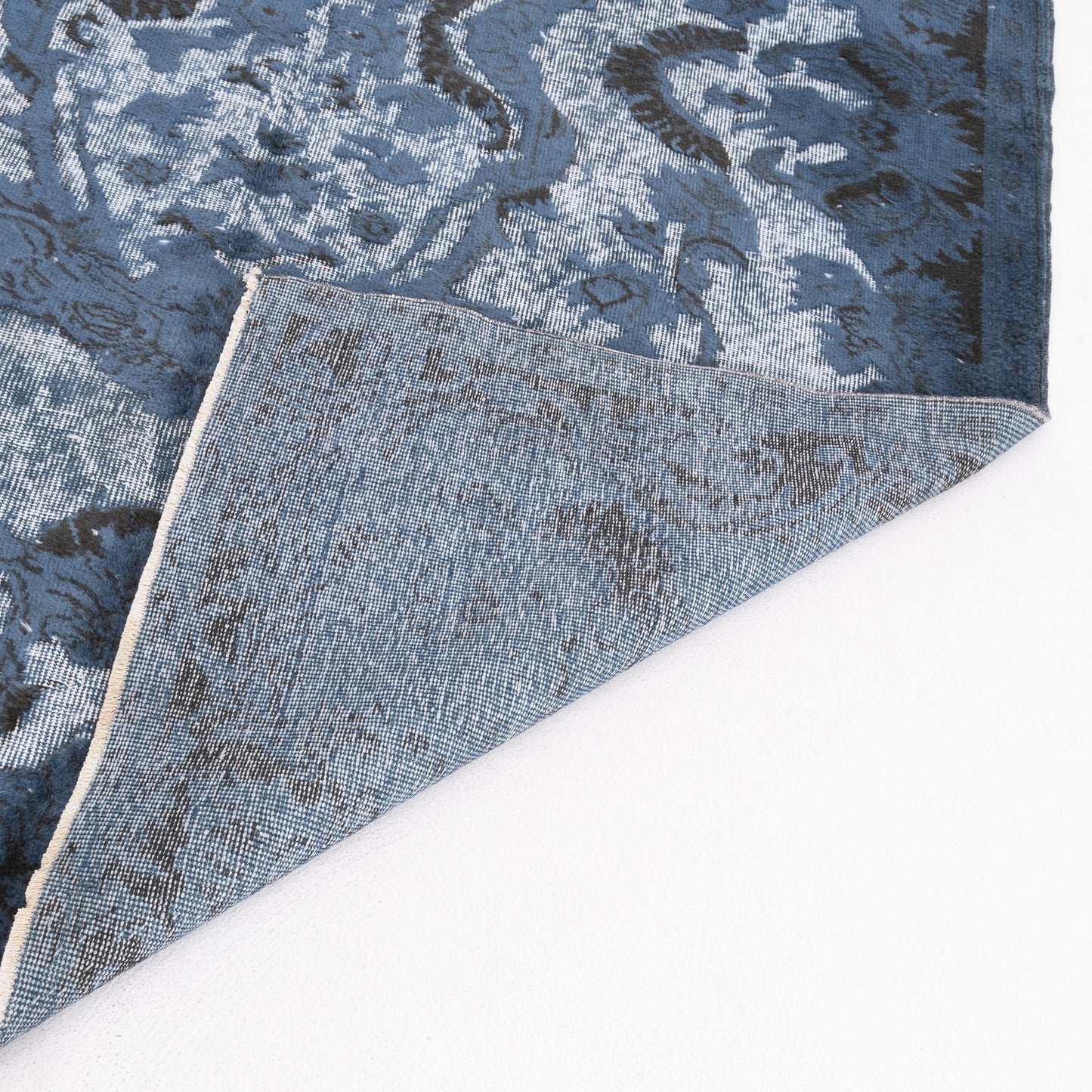 Oriental Rug Vintage Hand Knotted Wool On Cotton 172 x 263 Cm - 5' 8'' x 8' 8'' Navy Blue C012 ER12