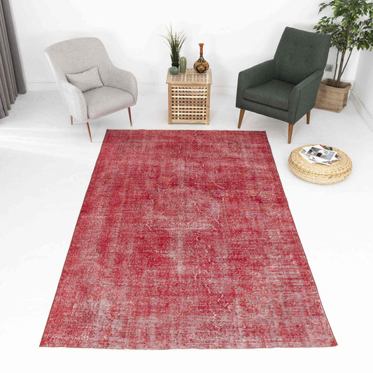 Oriental Rug Vintage Hand Knotted Wool On Cotton 177 x 306 Cm - 5' 10'' x 10' 1'' Red C014 ER12