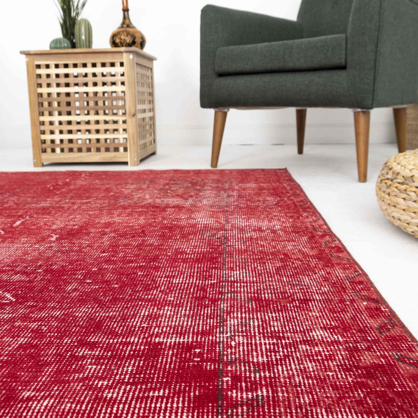 Oriental Rug Vintage Hand Knotted Wool On Cotton 177 x 306 Cm - 5' 10'' x 10' 1'' Red C014 ER12