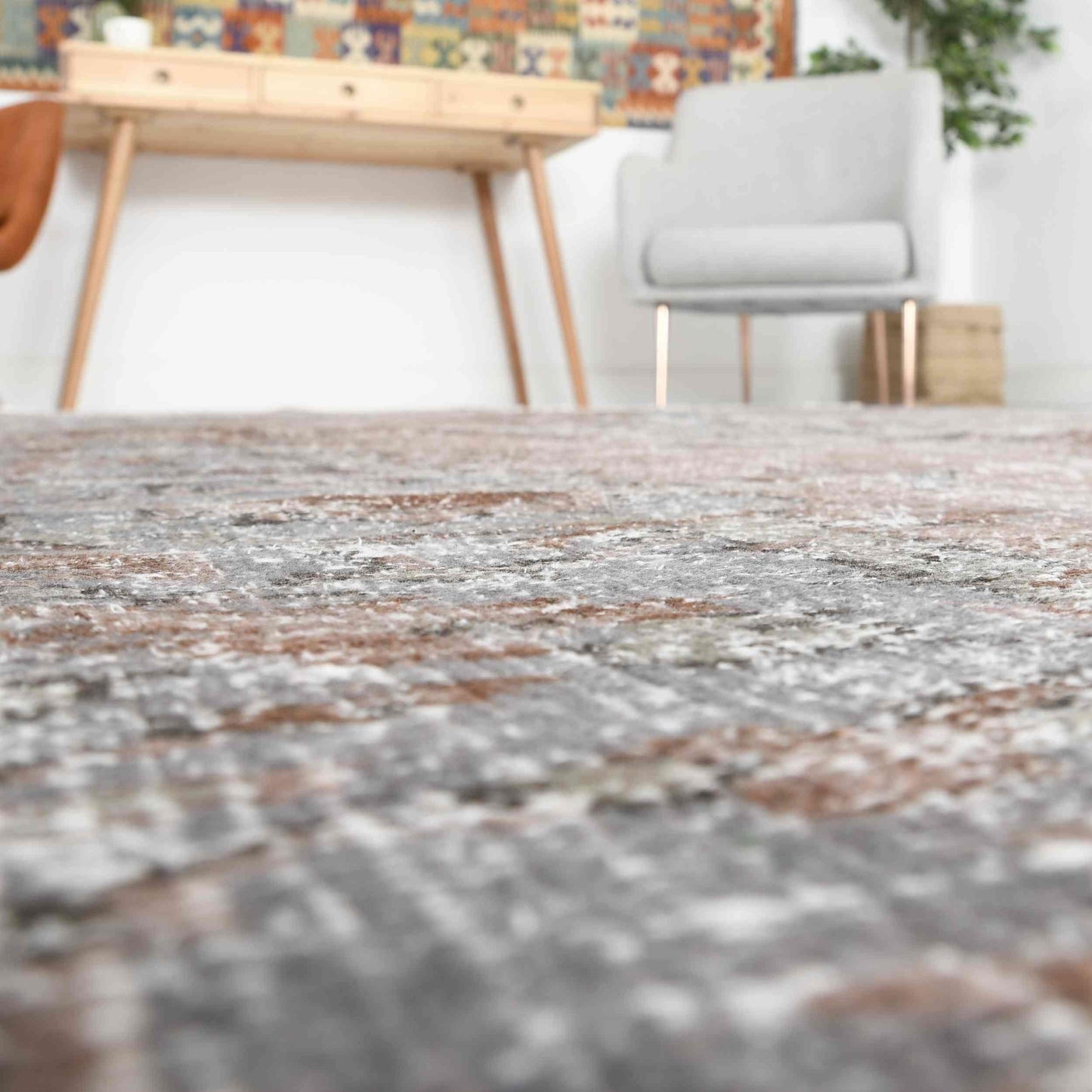 Oriental Rug Vintage Hand Knotted Wool On Cotton 181 x 267 Cm - 6' x 8' 10'' Grey C008 ER12