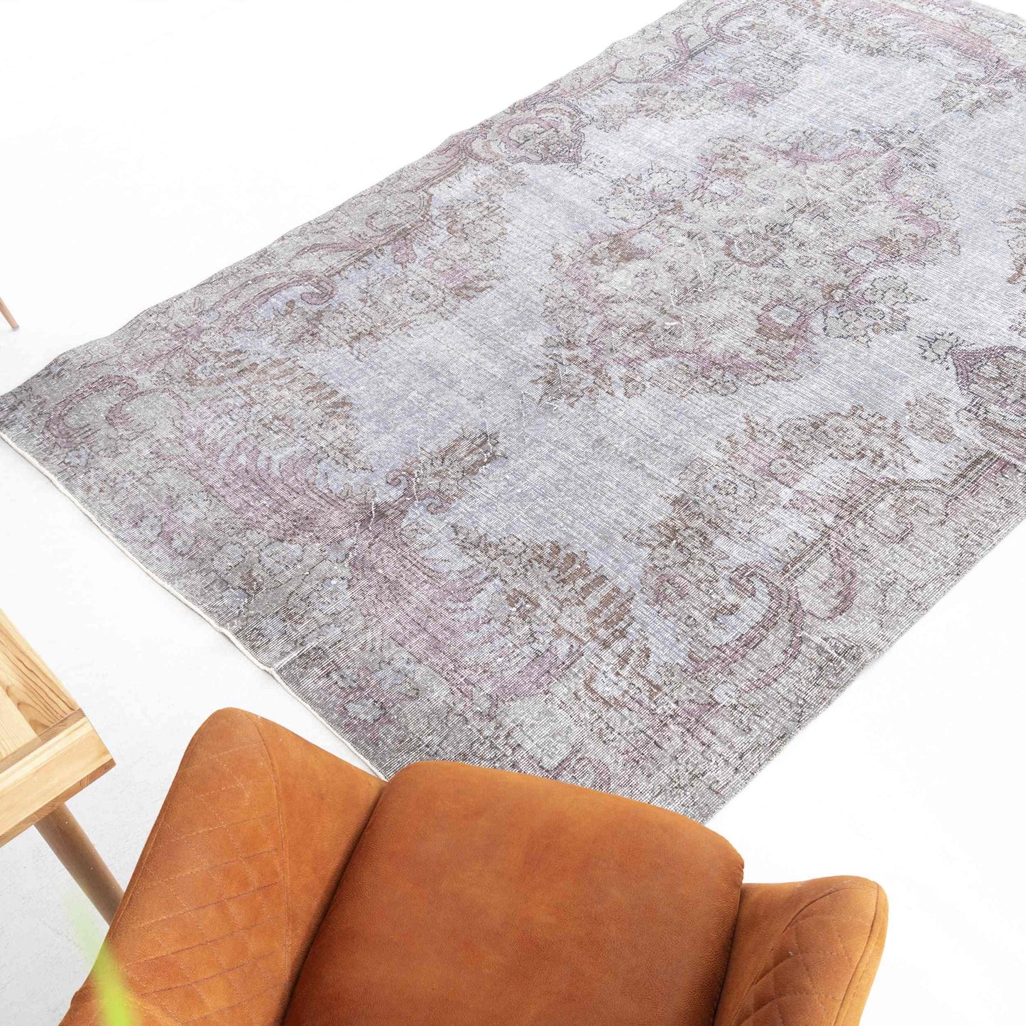 Oriental Rug Vintage Hand Knotted Wool On Cotton 183 x 286 Cm - 6' 1'' x 9' 5'' Grey C008 ER12