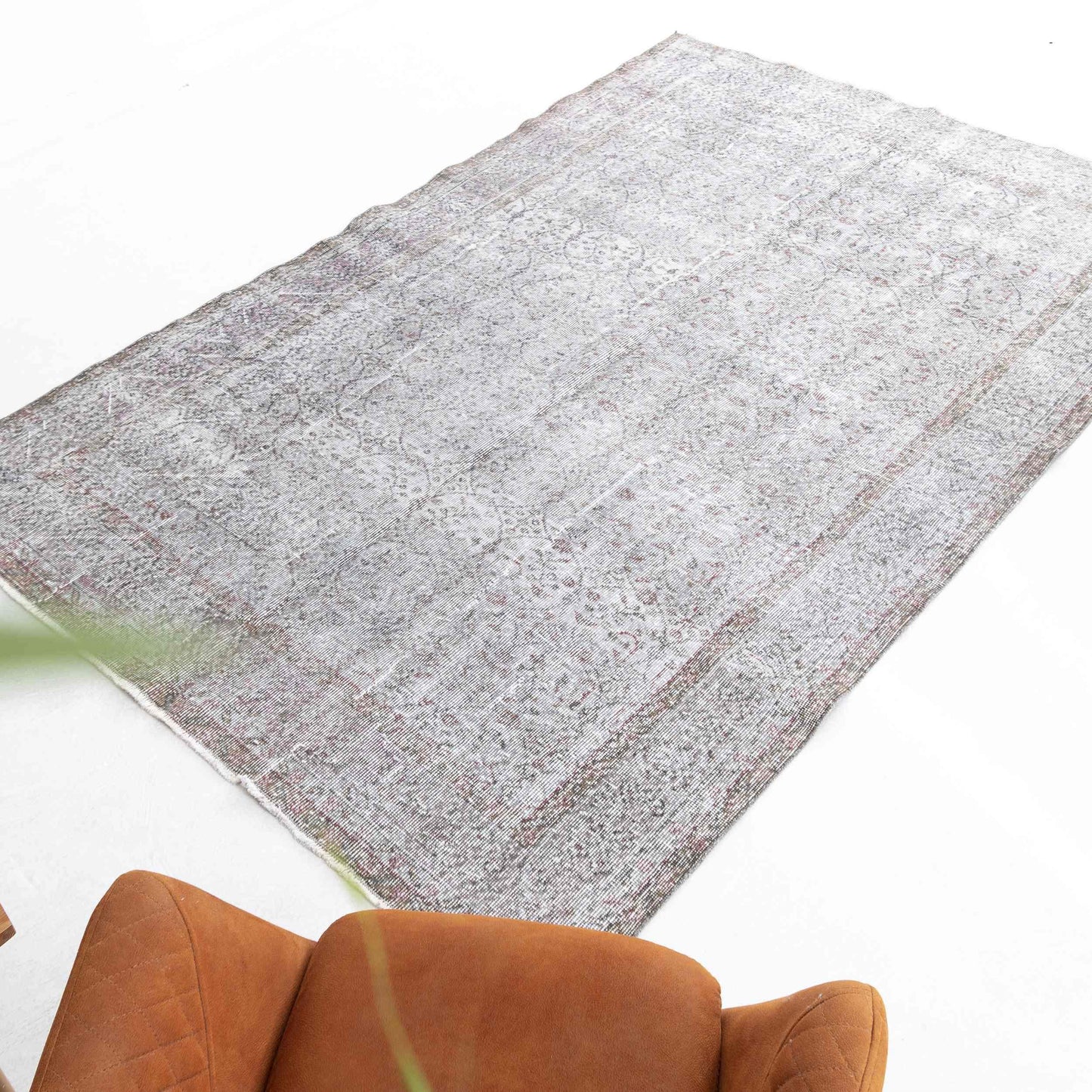 Oriental Rug Vintage Hand Knotted Wool On Cotton 184 x 279 Cm - 6' 1'' x 9' 2'' Grey C008 ER12