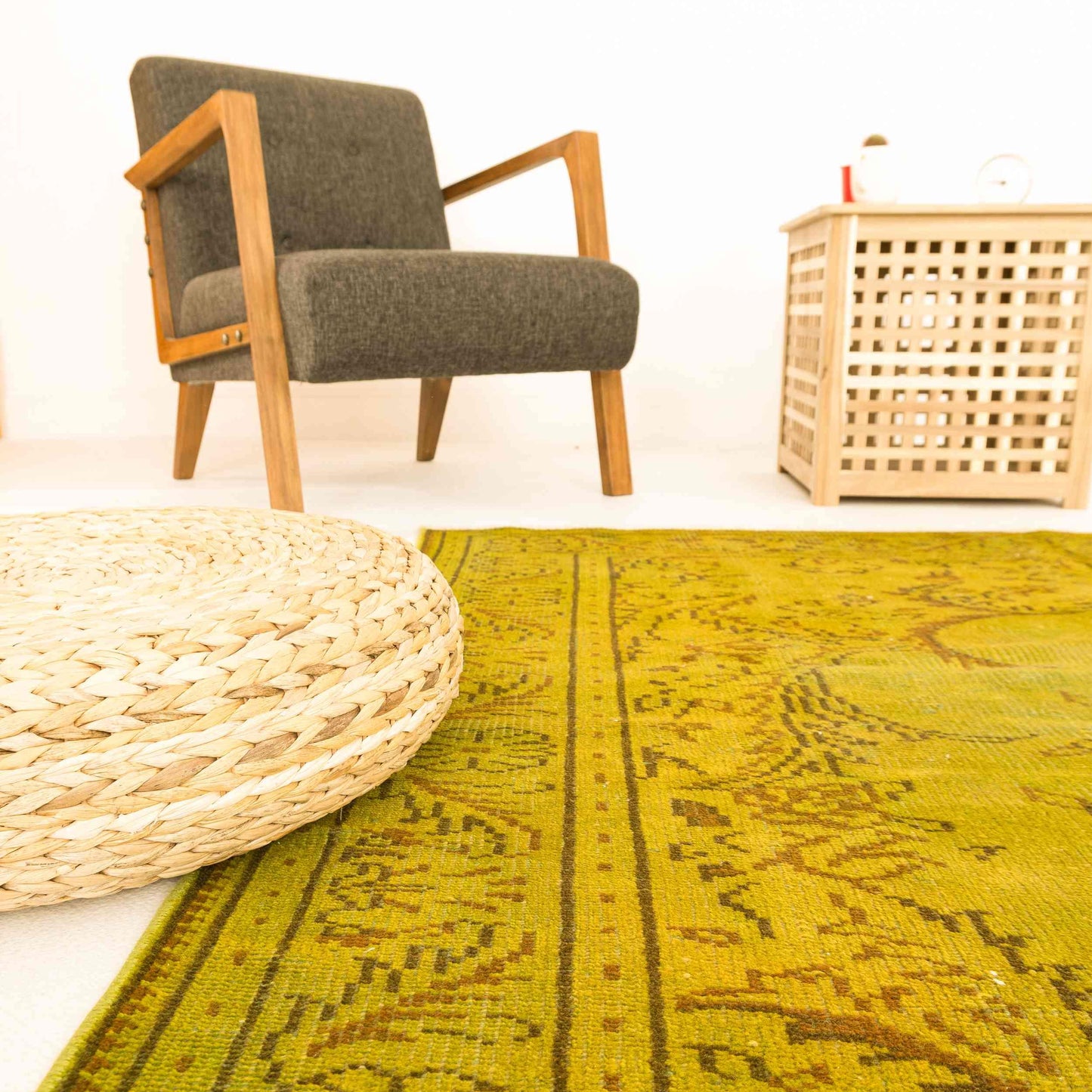 Oriental Rug Vintage Hand Knotted Wool On Cotton 185 x 275 Cm - 6' 1'' x 9' 1'' Yellow C006 ER12