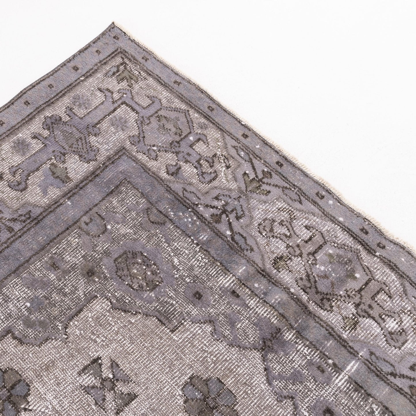 Oriental Rug Vintage Hand Knotted Wool On Cotton 186 x 299 Cm - 6' 2'' x 9' 10'' Grey C008 ER12