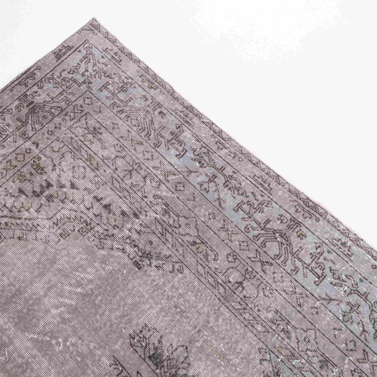 Alfombra oriental vintage anudada a mano de lana sobre algodón 190 x 336 cm - 6' 3'' x 11' 1'' rosa C004 ER23