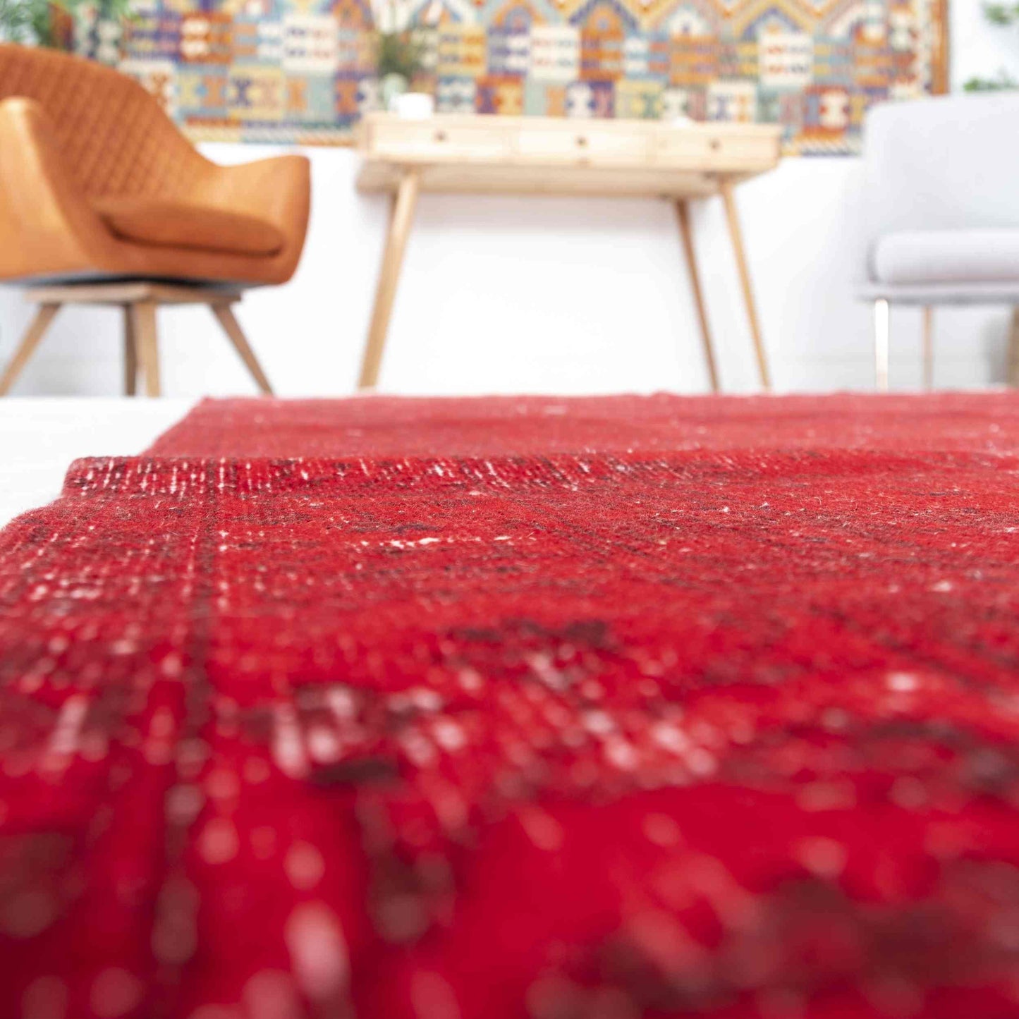 Oriental Rug Vintage Hand Knotted Wool On Cotton 195 x 300 Cm - 6' 5'' x 9' 11'' Red C014 ER23