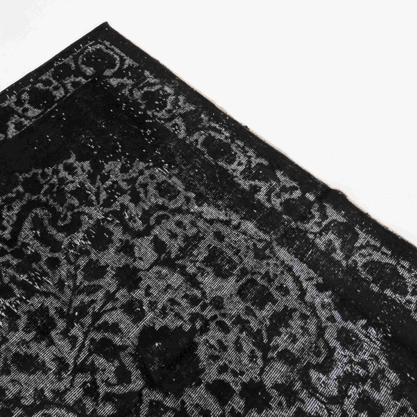 Oriental Rug Vintage Hand Knotted Wool On Cotton 200 x 280 Cm - 6' 7'' x 9' 3'' Black C002 ER12