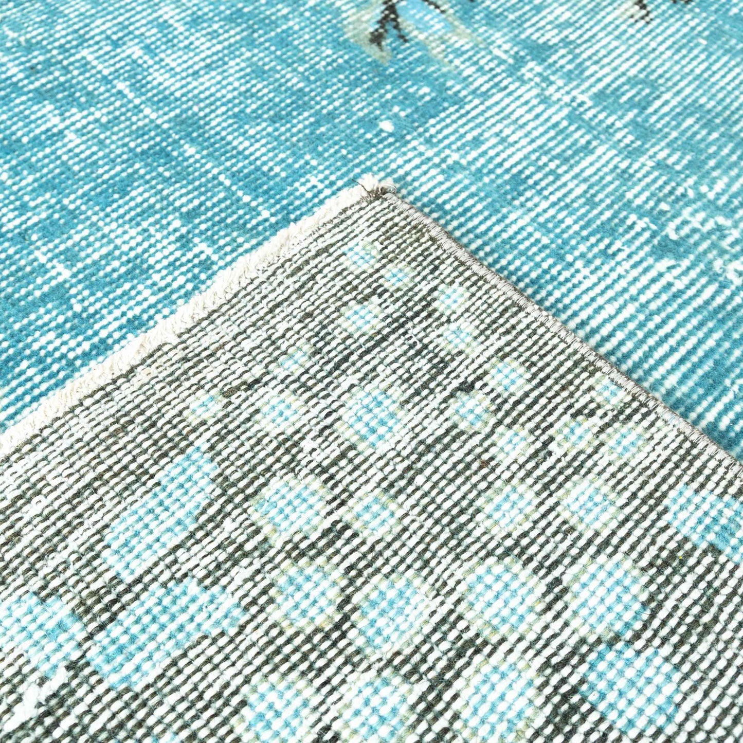 Oriental Rug Vintage Hand Knotted Wool On Cotton 200 x 318 Cm - 6' 7'' x 10' 4'' Light Blue C013 ER23