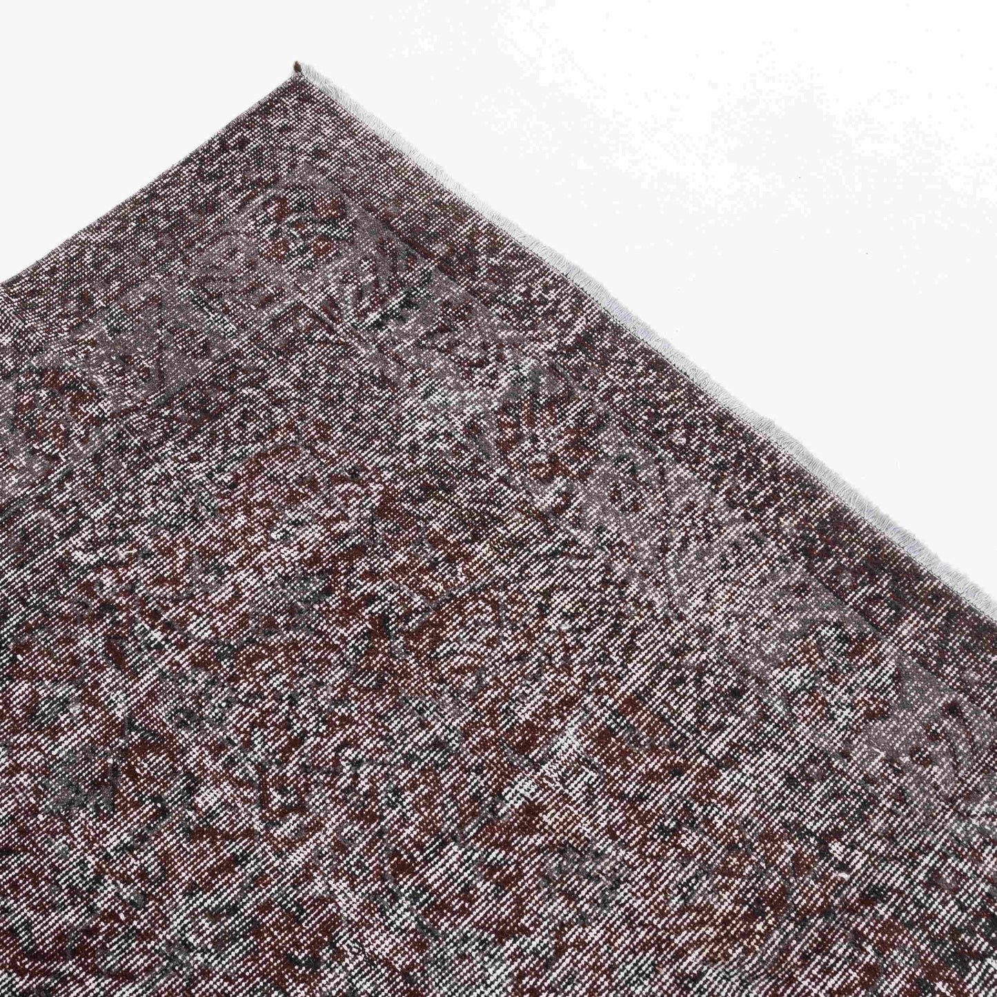 Alfombra oriental vintage anudada a mano de lana sobre algodón 202 x 316 cm - 6' 8'' x 10' 5'' rosa y gris ER23