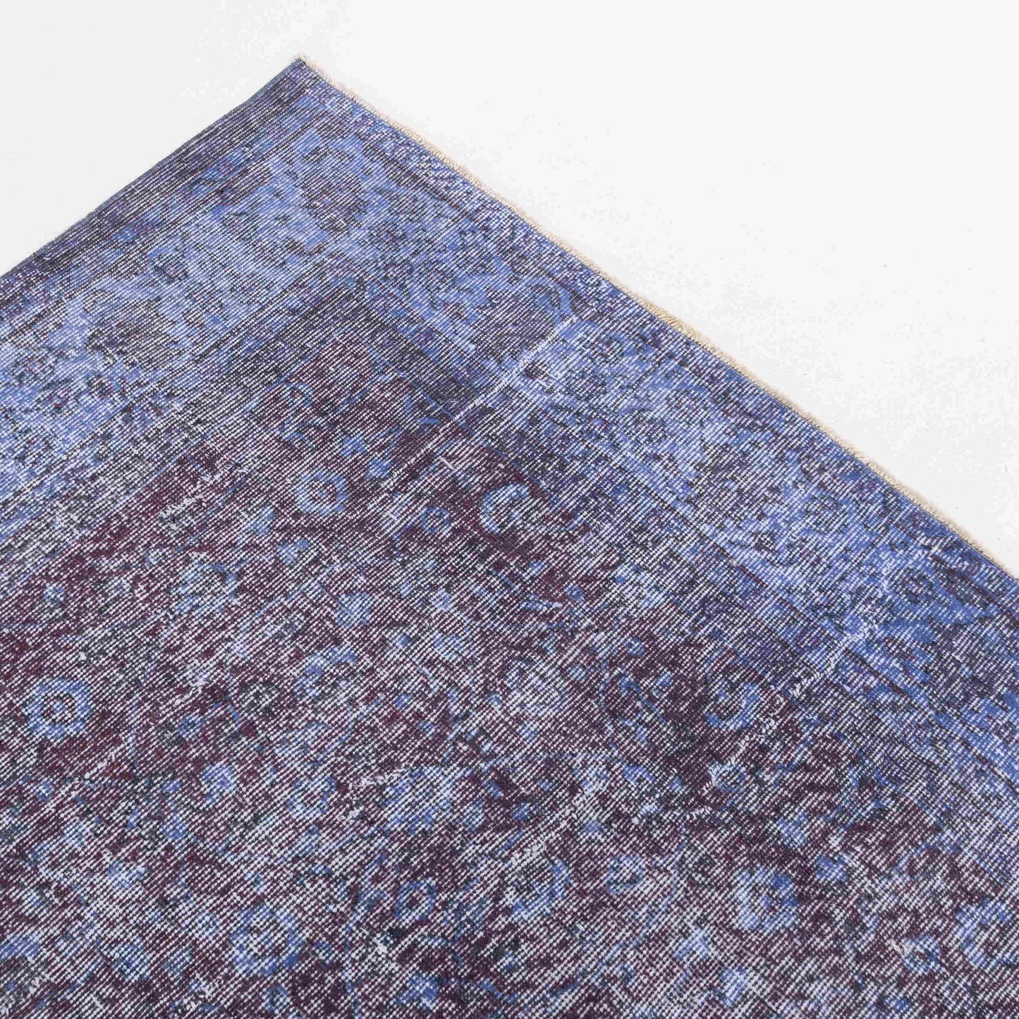 Oriental Rug Vintage Hand Knotted Wool On Cotton 206 x 292 Cm - 6' 10'' x 9' 7'' Navy Blue C012 ER23