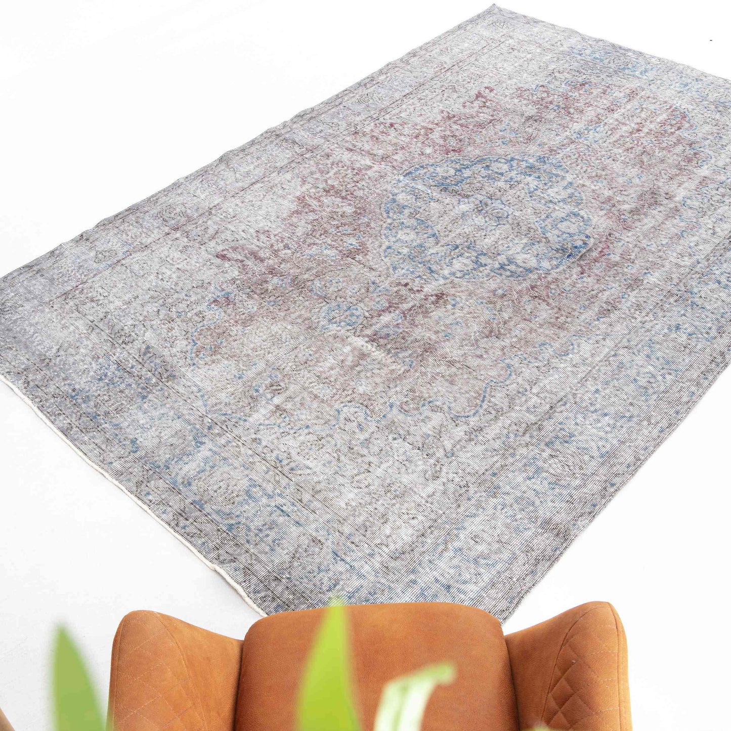 Oriental Rug Vintage Hand Knotted Wool On Cotton 206 x 312 Cm - 6' 10'' x 10' 3'' Grey C008 ER23