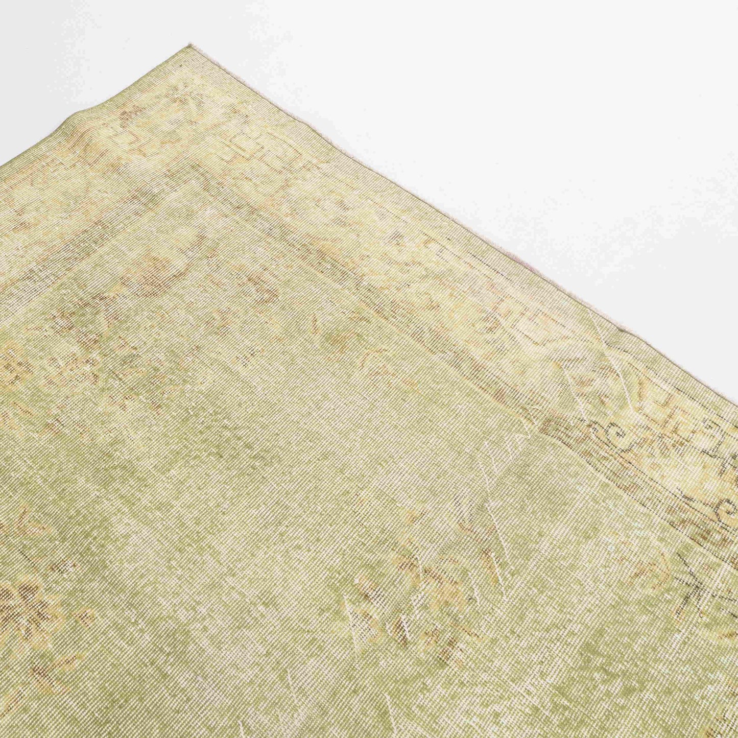 Oriental Rug Vintage Hand Knotted Wool On Cotton 220 x 320 Cm - 7' 3'' x 10' 6'' Green C001 ER23
