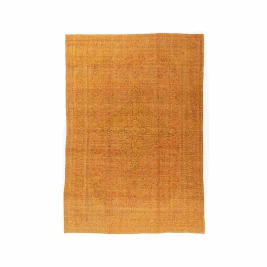 Oriental Rug Vintage Hand Knotted Wool On Cotton 280 x 407 Cm - 9' 3'' x 13' 5'' Orange C011 ER34
