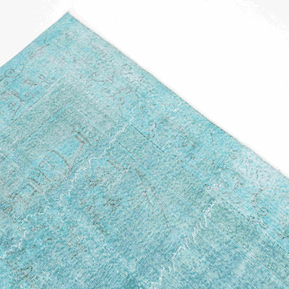Oriental Rug Vintage Hand Knotted Wool On Cotton 285 x 384 Cm - 9' 5'' x 12' 8'' Turquoise C019 ER34