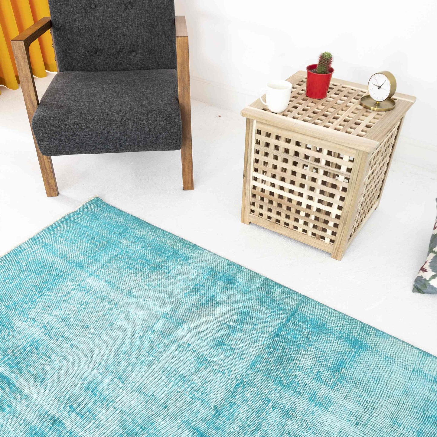 Alfombra oriental vintage hecha a mano de lana sobre algodón 101 x 195 cm - 3' 4'' x 6' 5'' Verde C003 ER01