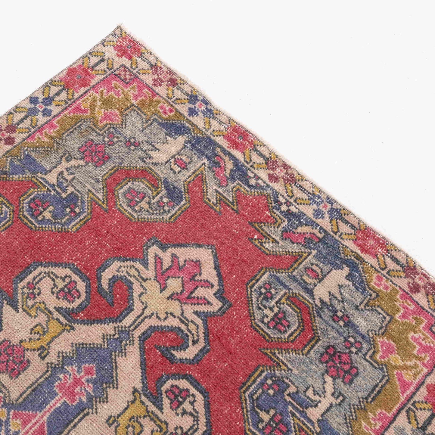 Oriental Rug Vintage Handmade Wool On Cotton 118 x 197 Cm - 3' 11'' x 6' 6'' Red C014 ER01