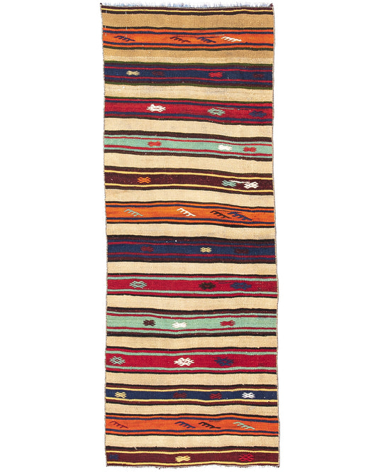 Oriental Turkish Runner Kilim Handmade Wool On Wool Anatolian 66 X 190 Cm - 2' 2'' X 6' 3'' Multicolor C016