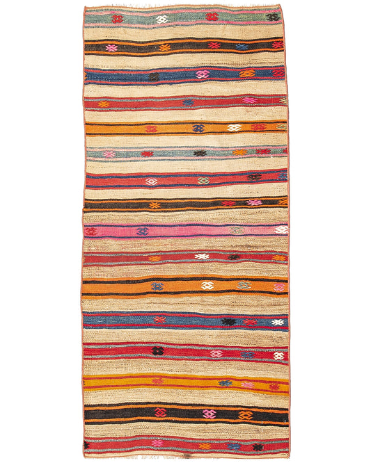 Oriental Turkish Runner Kilim Handmade Wool On Wool Anatolian 70 X 160 Cm - 2' 4'' X 5' 3'' Multicolor C016
