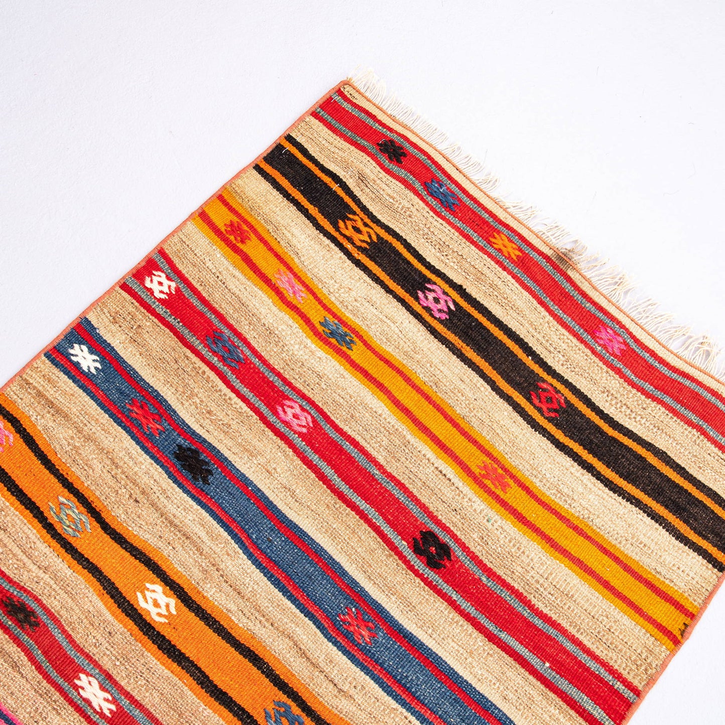 Oriental Turkish Runner Kilim Handmade Wool On Wool Anatolian 70 X 160 Cm - 2' 4'' X 5' 3'' Multicolor C016