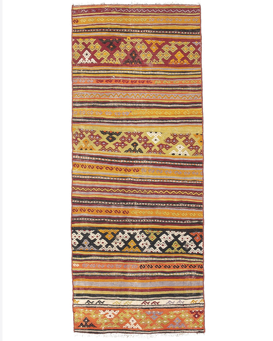 Oriental Turkish Runner Kilim Handmade Wool On Wool Anatolian 73 X 190 Cm - 2' 5'' X 6' 3'' Orange C011