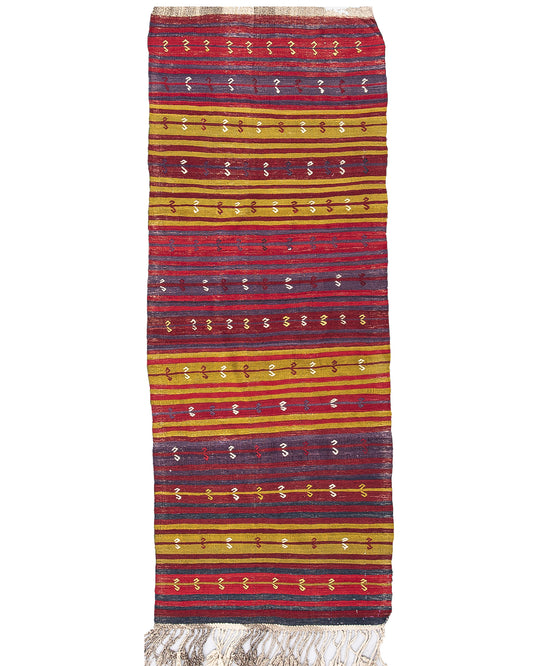Oriental Turkish Runner Kilim Handmade Wool On Wool Anatolian 85 X 240 Cm - 2' 10'' X 7' 11'' Purple C017