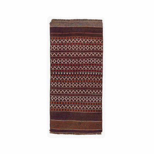 Oriental Turkish Runner Kilim Handmade Wool On Wool Bahtiyari 82 X 176 Cm - 2' 9'' X 5' 10'' Burgundy C021
