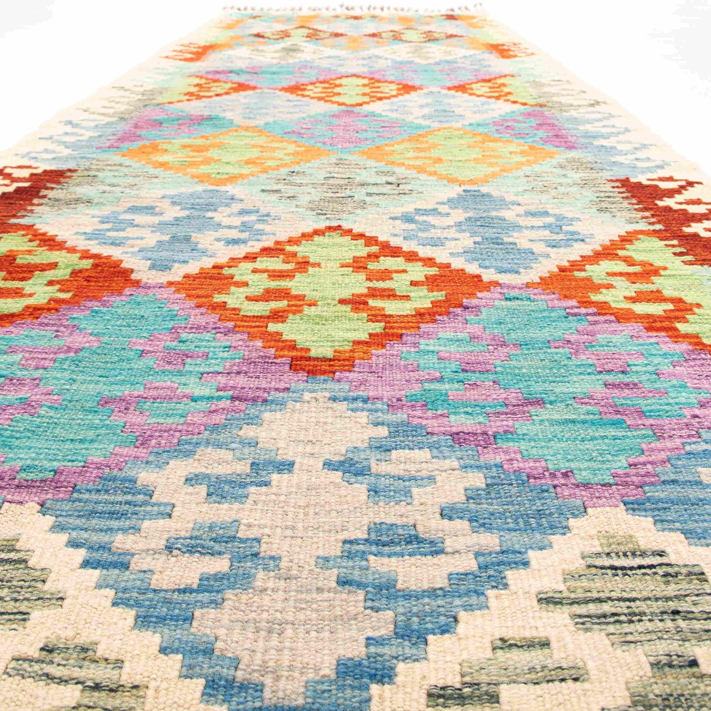 Oriental Turkish Runner Kilim Handmade Wool On Wool Kayseri 80 X 395 Cm - 2' 8'' X 13' Multicolor C016