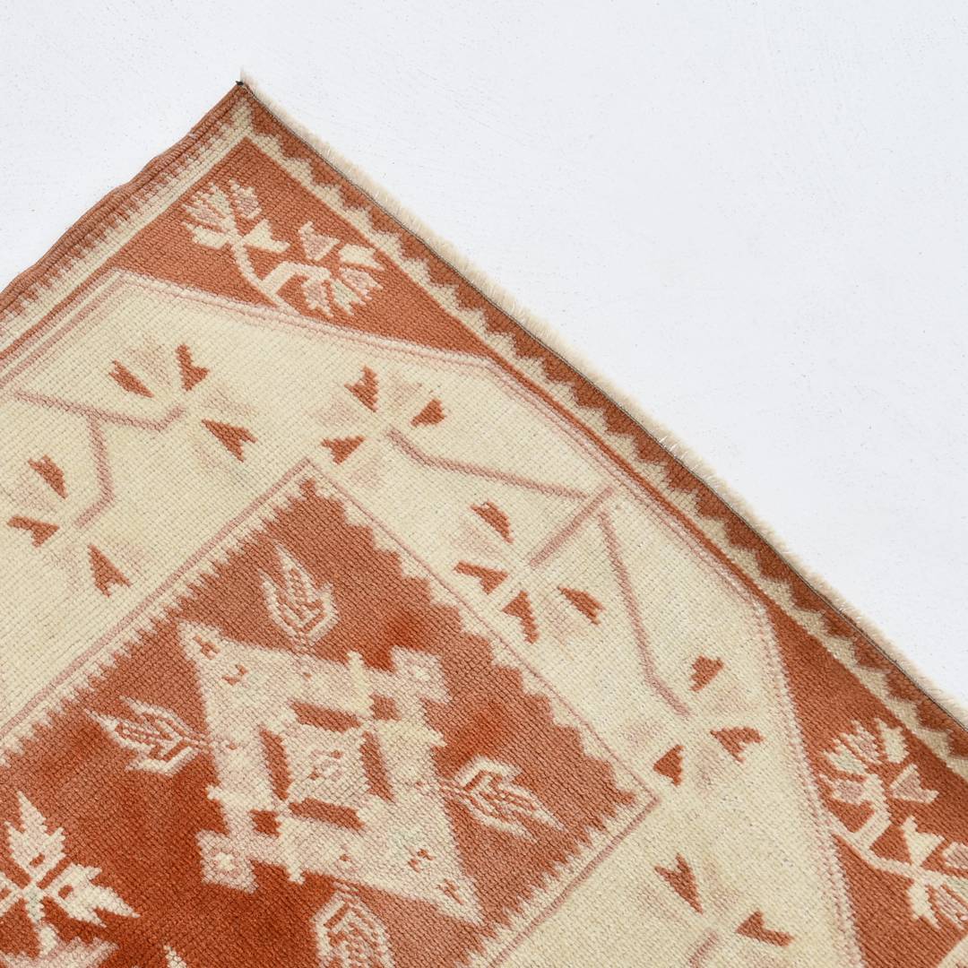 Oriental Turkish Runner Rug Handmade Wool On Wool Milas 80 X 359 Cm - 2' 8'' X 11' 10'' Orange C011