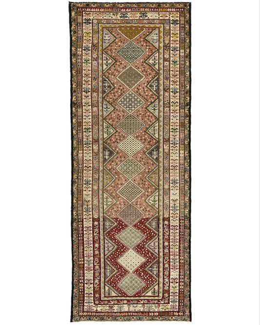Oriental Turkish Runner Rug Handmade Wool On Cotton Anatolian 297 X 115 Cm - 9' 9'' X 3' 10'' Multicolor C016