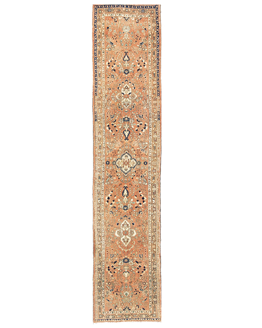 Oriental Turkish Runner Rug Handmade Wool On Cotton Anatolian 435 X 85 Cm - 14' 4'' X 2' 10'' Pink C004