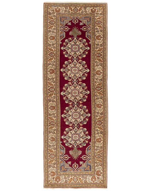 Oriental Turkish Runner Rug Handmade Wool On Cotton Kayseri 106 X 300 Cm - 3' 6'' X 9' 11'' Red C014