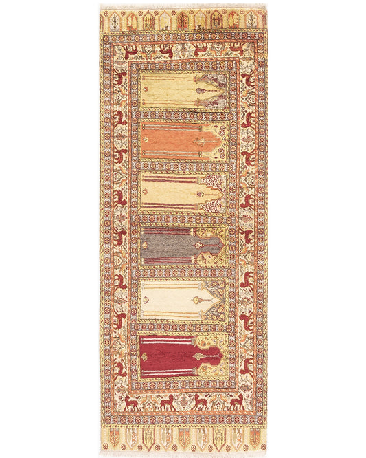 Oriental Turkish Runner Rug Handmade Wool On Cotton Kayseri 83 X 217 Cm - 2' 9'' X 7' 2'' Multicolor C016