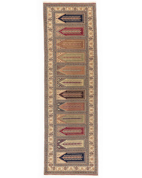 Oriental Turkish Runner Rug Handmade Wool On Cotton Kayseri 95 - 297 Cm - 3' 2'' X 9' 9'' Multicolor C016