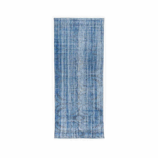 Oriental Turkish Runner Rug Handmade Wool On Cotton Vintage 106 x 264 Cm - 3' 6'' x 8' 8'' Blue C010