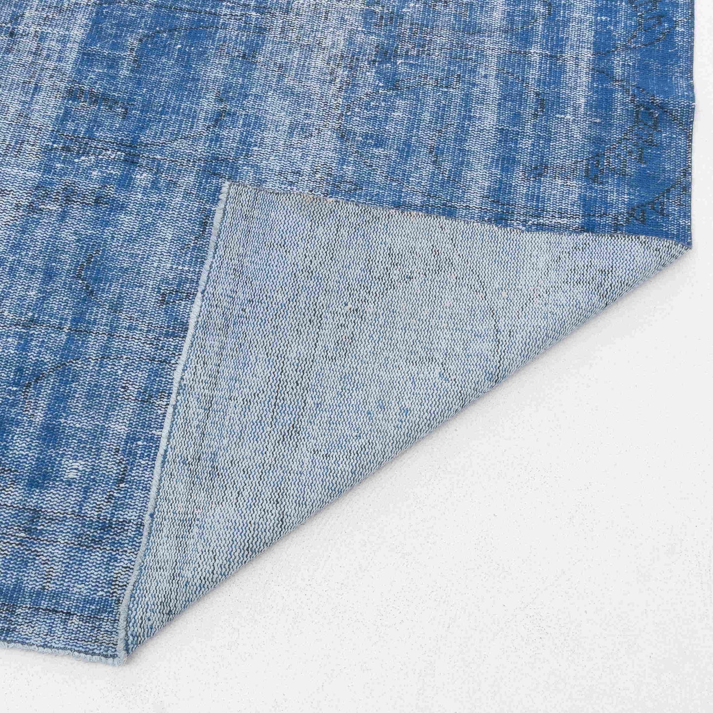 Oriental Turkish Runner Rug Handmade Wool On Cotton Vintage 106 x 264 Cm - 3' 6'' x 8' 8'' Blue C010