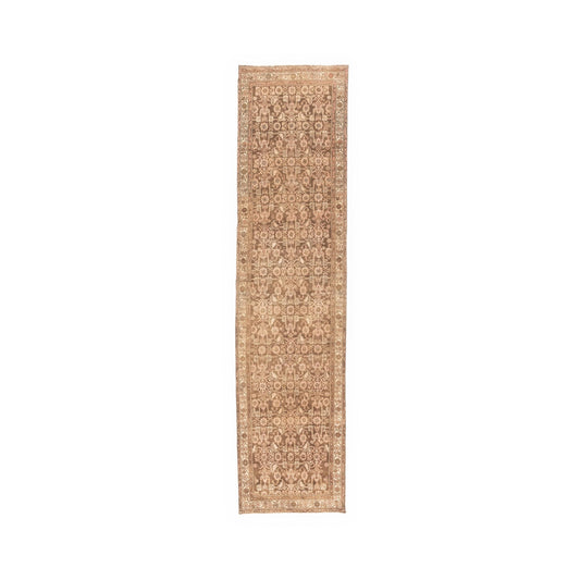 Oriental Turkish Runner Rug Handmade Wool On Wool Anatolian 100 X 402 Cm - 3' 4'' X 13' 3'' Sand C007