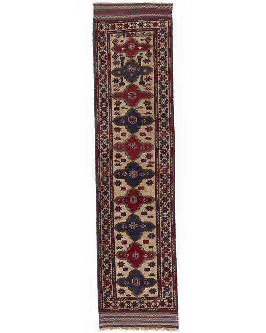 Oriental Turkish Runner Rug Handmade Wool On Wool Anatolian 87 X 360 Cm - 2' 11'' X 11' 10'' Burgundy C021