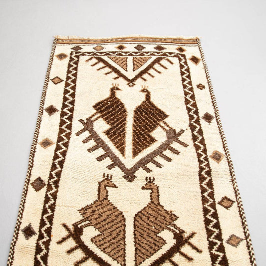 Oriental Turkish Runner Rug Handmade Wool On Wool Anatolian 93 X 330 Cm - 3' 1'' X 10' 10'' Sand C007