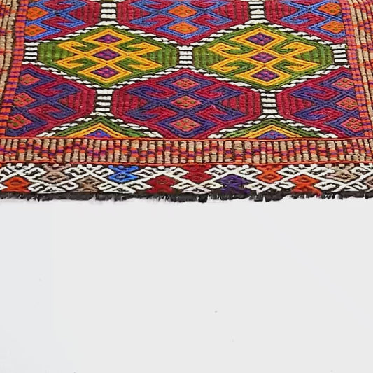 Oriental Kilim Cicim Handmade Wool On Wool 87 x 124 Cm - 2' 11'' x 4' 1'' Green C003 ER01