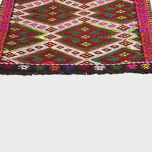 Oriental Kilim Cicim Handmade Wool On Wool 78 x 112 Cm - 2' 7'' x 3' 9'' Green C003 ER01
