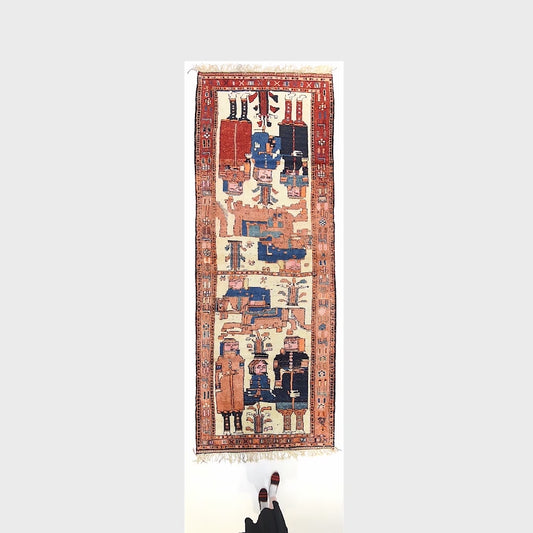 Oriental Turkish Runner Rug Handmade Wool On Wool Anatolia 373 X 137 Cm - 12' 3'' X 4' 6'' Orange C011