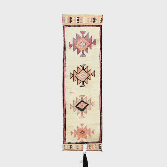 Oriental Turkish Runner Rug Handmade Wool On Wool Anatolian 336 X 98 Cm - 11' 1'' X 3' 3'' Sand C007