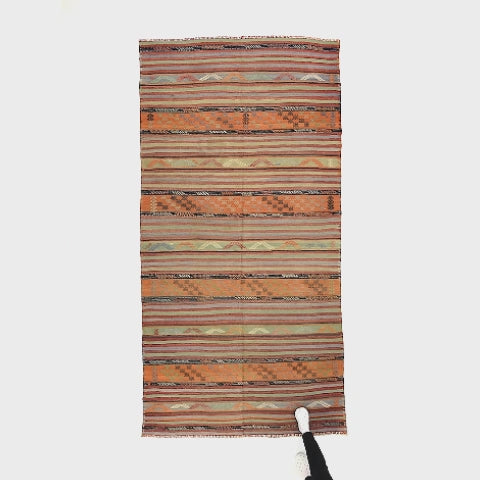 Oriental Kilim Anatolian Handmade Wool On Wool 170 X 340 Cm - 5' 7'' X 11' 2'' Orange C014 ER23