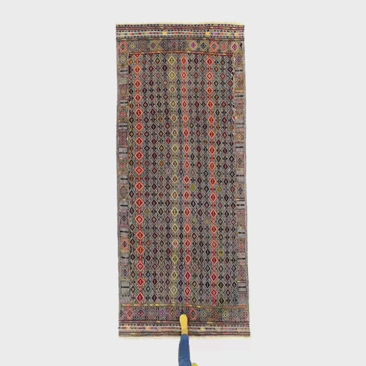 Oriental Turkish Runner Kilim Handmade Wool On Wool Cicim 146 X 350 Cm - 4' 10'' X 11' 6'' Multicolor C016
