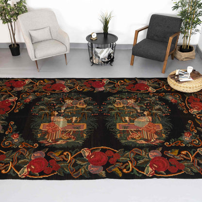 Handmade Gocmen Kilim Wool On Wool Oriental Unique 220 x 340 Cm - 7' 3'' x 11' 2'' Green C001 ER23