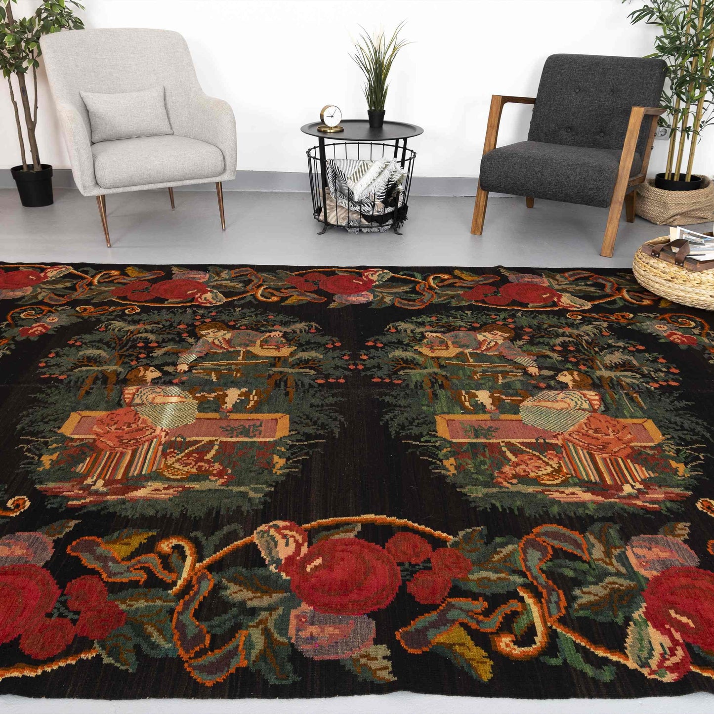 Handmade Gocmen Kilim Wool On Wool Oriental Unique 220 x 340 Cm - 7' 3'' x 11' 2'' Green C001 ER23