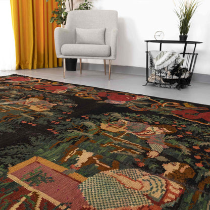 Handmade Gocmen Kilim Wool On Wool Oriental Unique 220 x 340 Cm - 7' 3'' x 11' 2'' Green C001 ER23