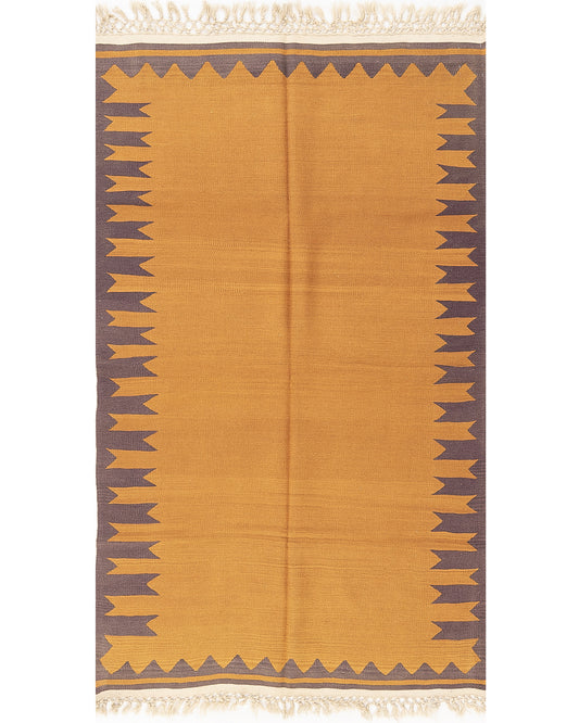 Oriental Kilim Anatolian Handmade Wool On Wool 132 X 213 Cm - 4' 4'' X 7' Yellow C006 ER12